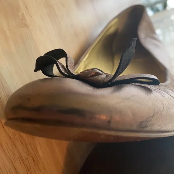 J Crew Metallic Leather Ballet Flats with Bow Accent - Picture 10 of 16